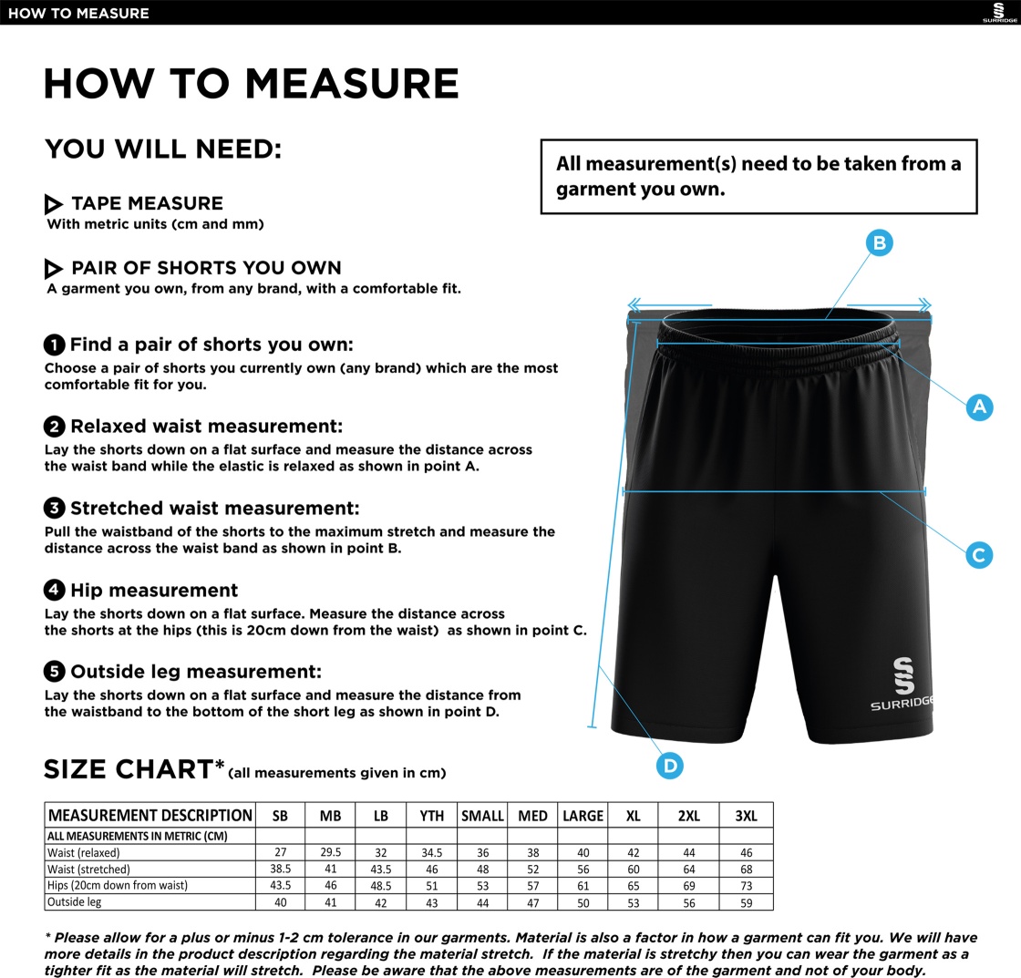 Hoe Valley School Ripstop Short Male & Female Fit - Size Guide