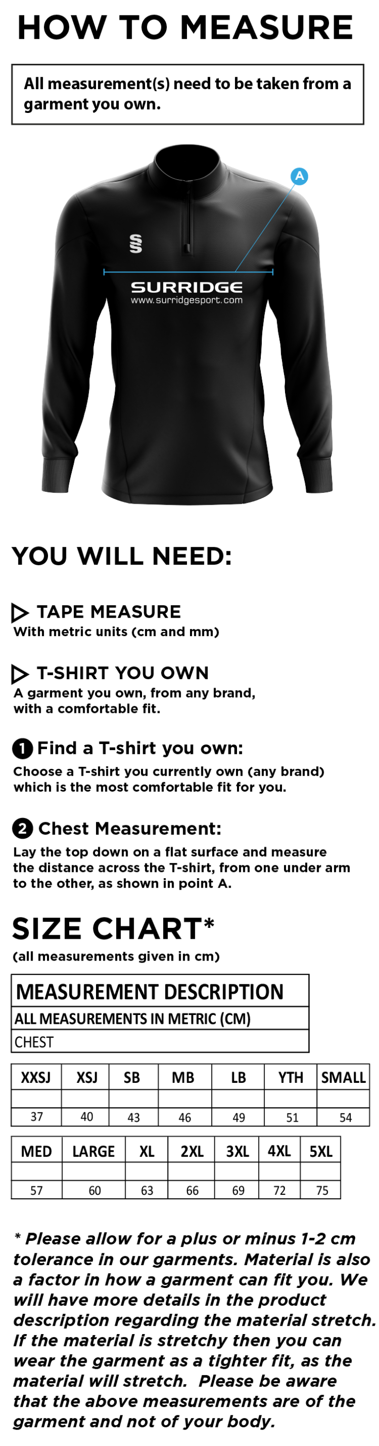 HOE VALLEY SCHOOL BLADE PERFORMANCE TOP - Size Guide