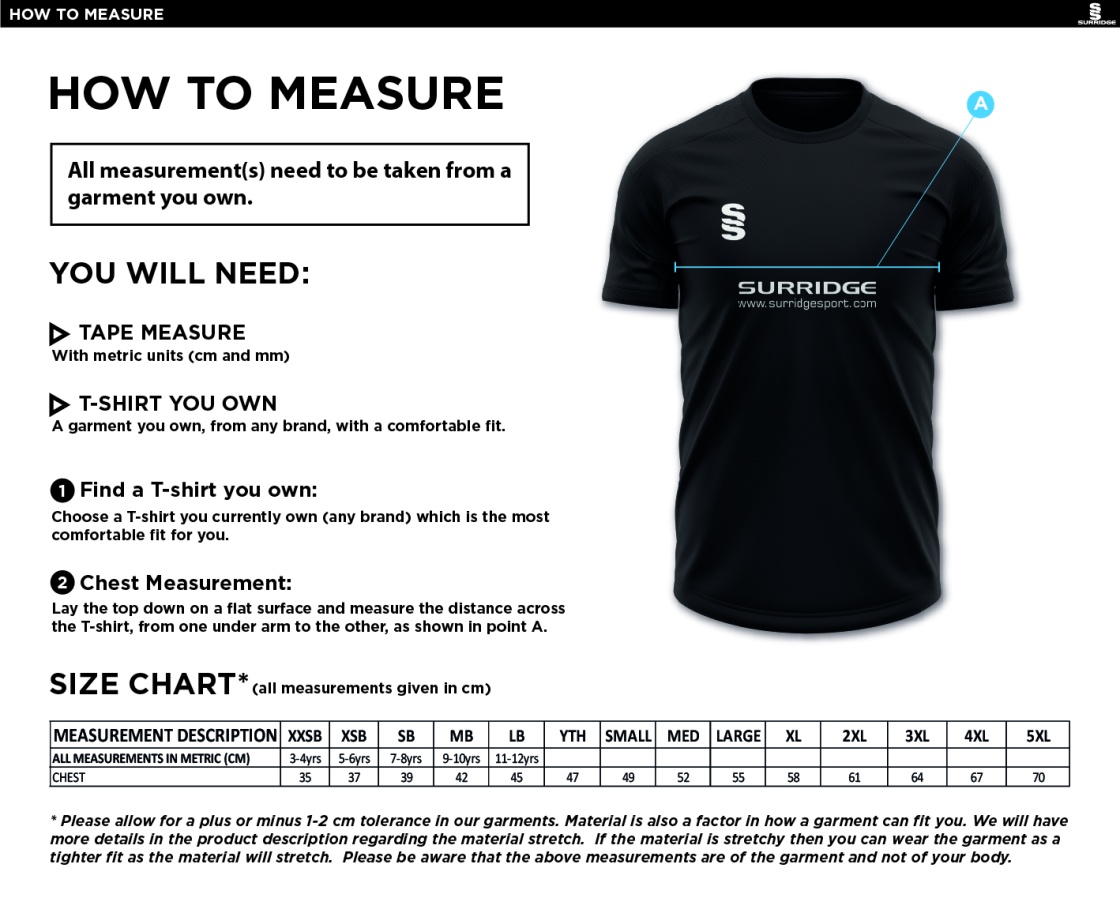 HOE VALLEY SCHOOL STAFF DUAL GAMES T-SHIRT - Size Guide