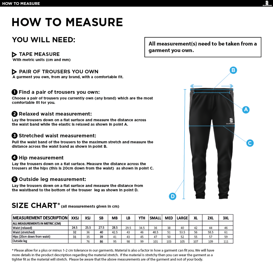 Hoe Valley School Tek Slim Pant Black - Size Guide