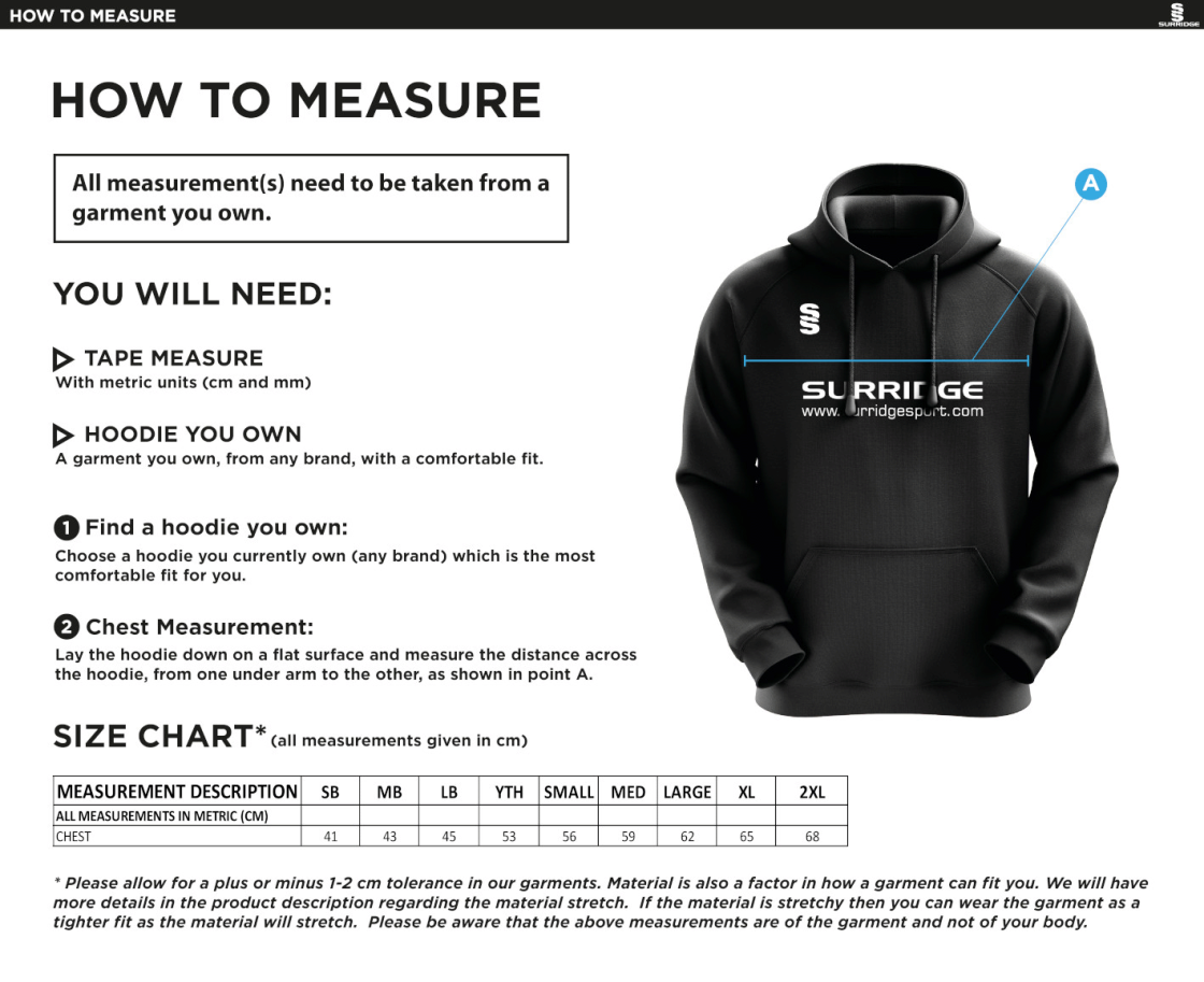 HOE VALLEY SCHOOL BLADE HOODY - Size Guide