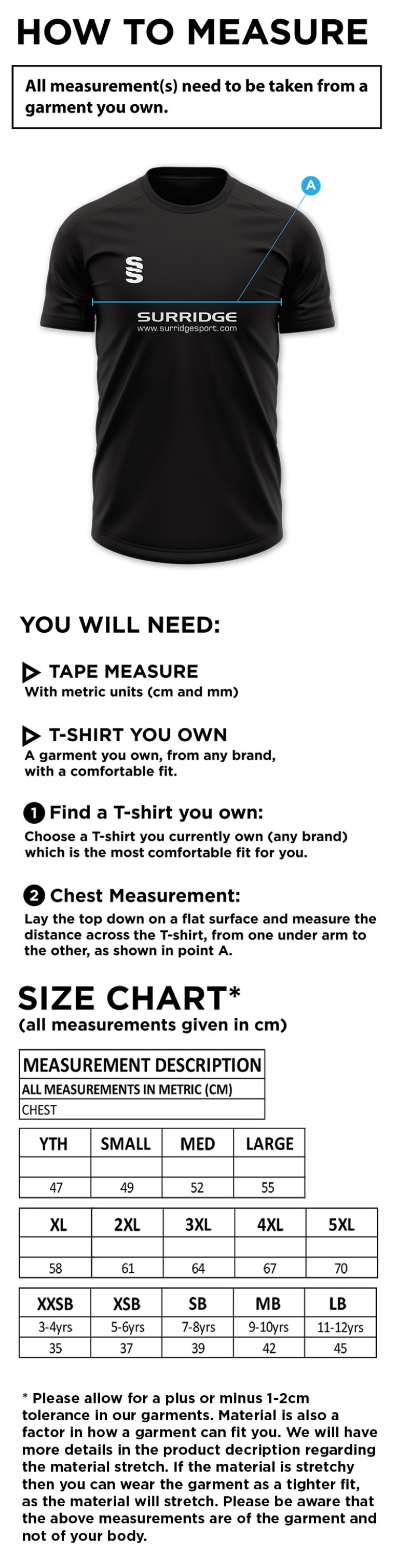 Hoe Valley School Staff Dual Polo - Size Guide