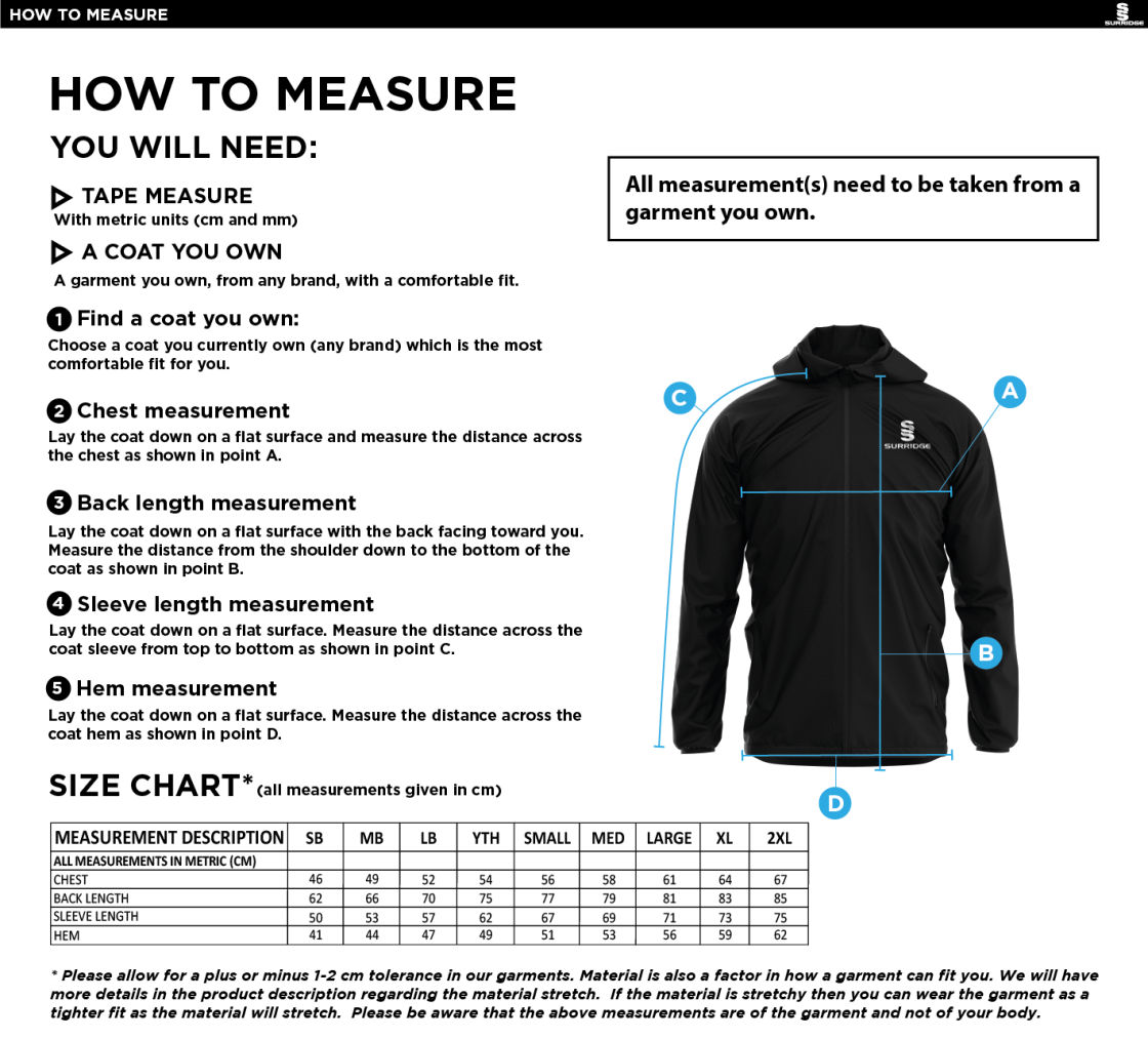 Hoe Valley School Staff Womens Dual Full Zip Training JackeT - Size Guide